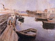 Edvard Munch The Post boat in shore oil